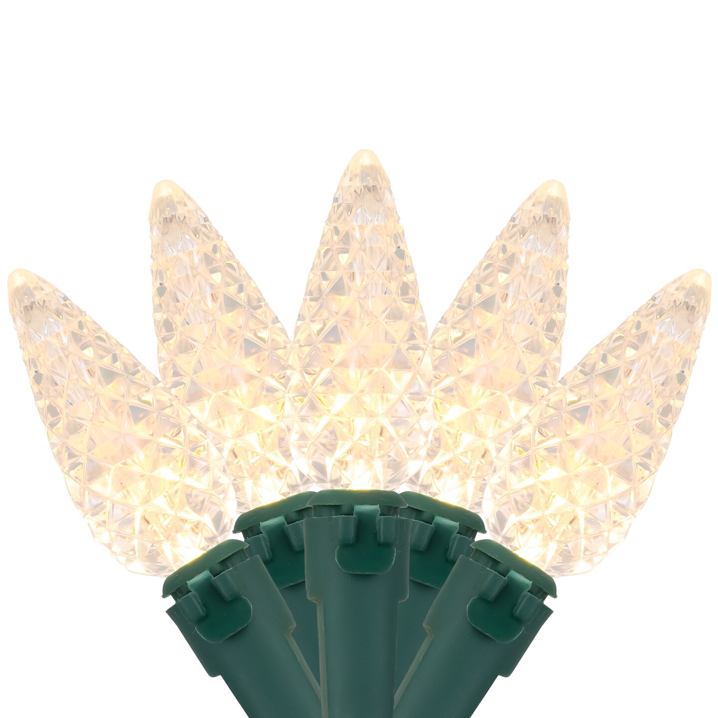 Northlight 200-Count Warm White LED Faceted C6 Christmas Lights, 66.25 ft Green Wire