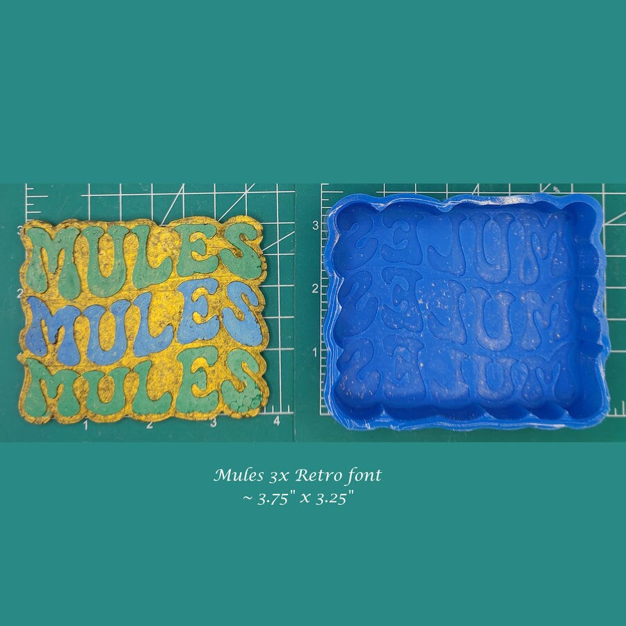 Mules 3x Retro Font School Mascot Silicone Freshie Mold