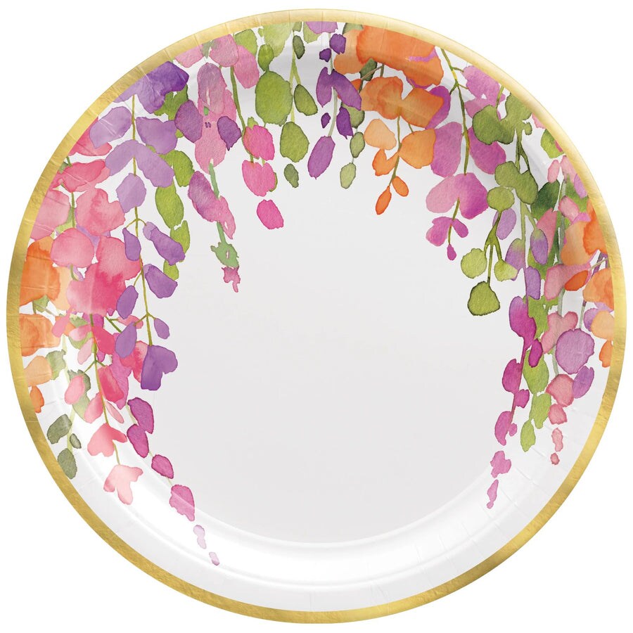 Romantic Floral 10.5&#x22; Round Plates, 8ct