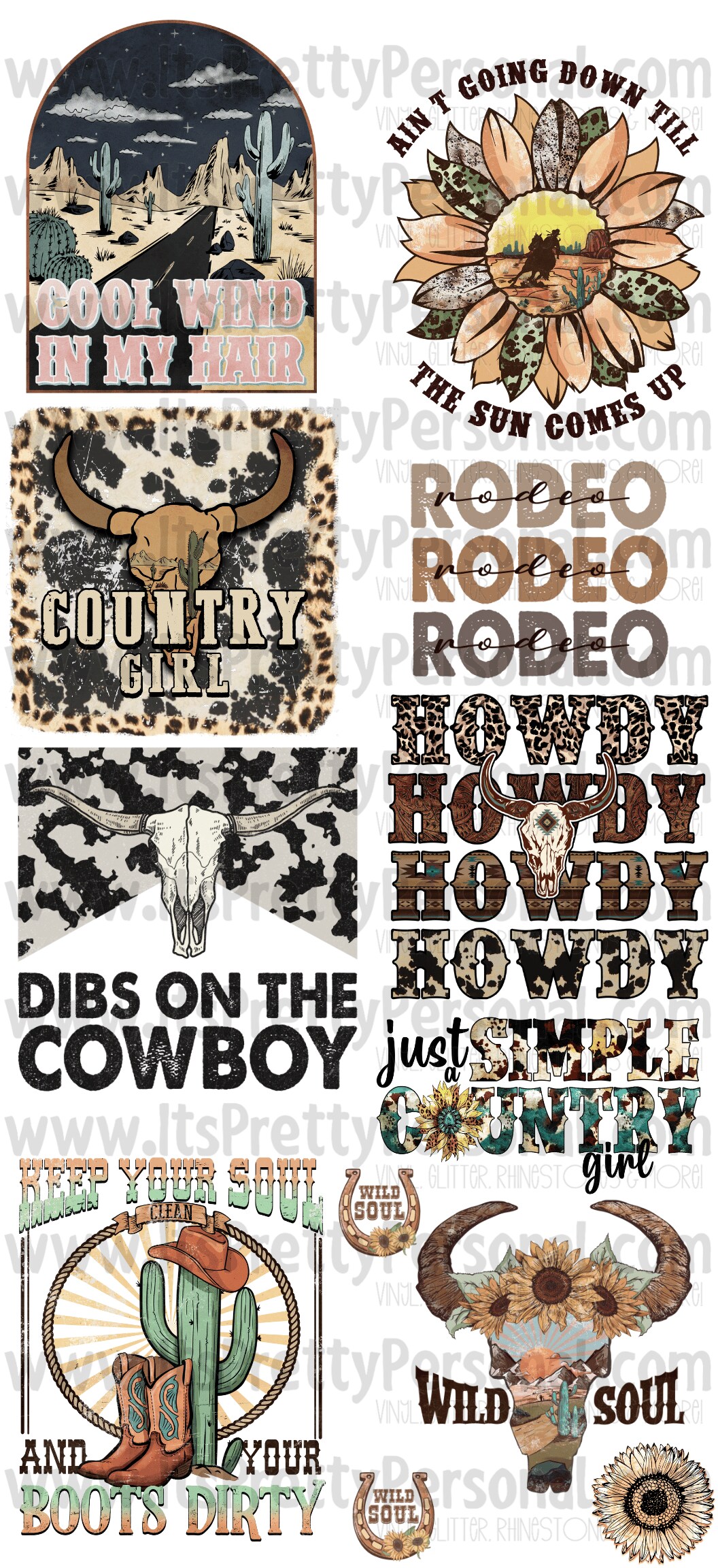 DESIGN #12- Western DTF Gang Sheet 22"x48" (Fabric Transfers)