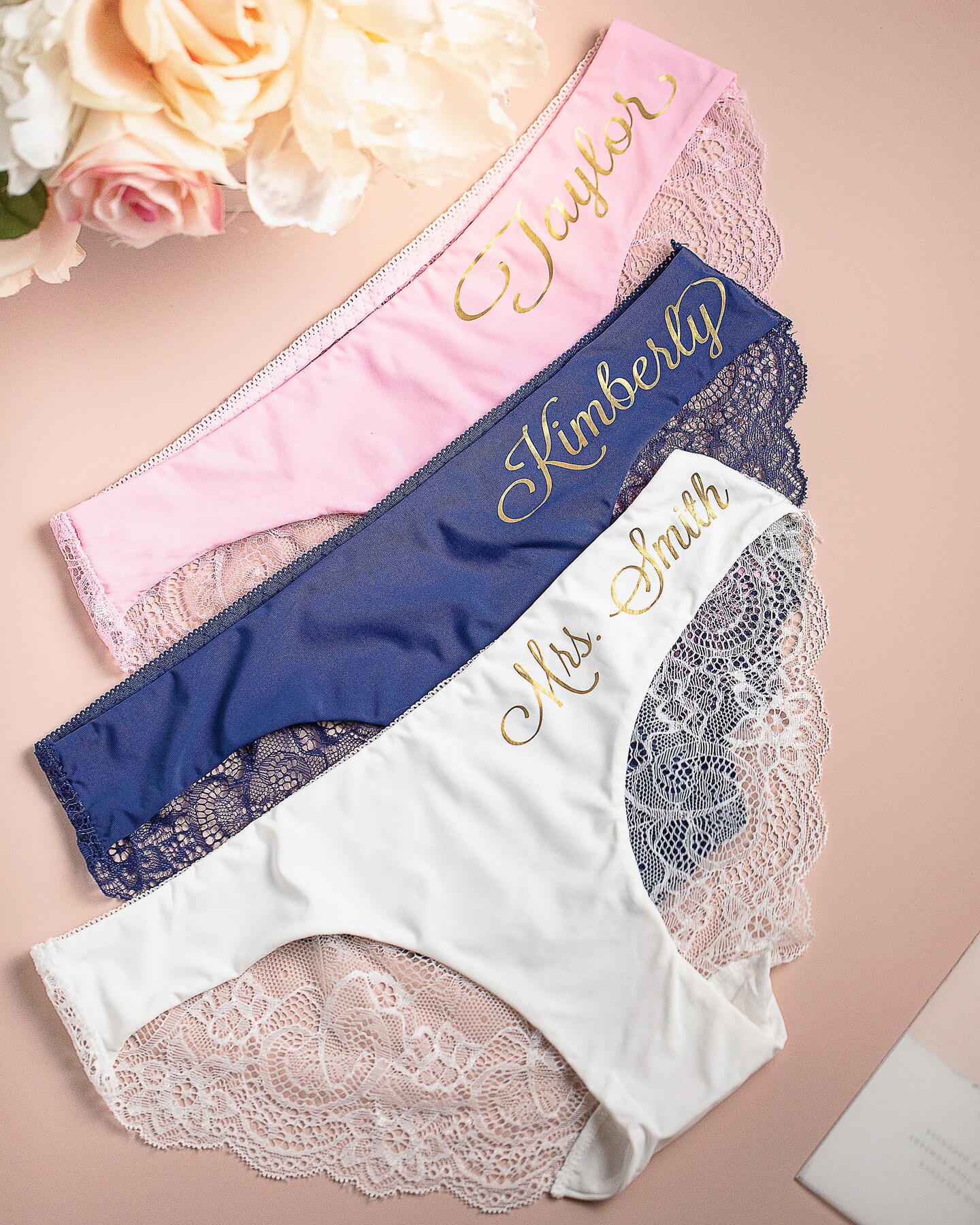 Personalized gift for her Bride Panties Lace Wedding Underwear