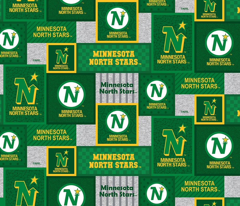Sykel Enterprises NHL Team Fleece Blanket Fabric-Minnesota North Stars Patch Design Fleece Fabric