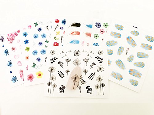 Wrapables Beauty, Feathers & Flowers Nail Art Nail Stickers 3d Nail Decals (50 sheets)