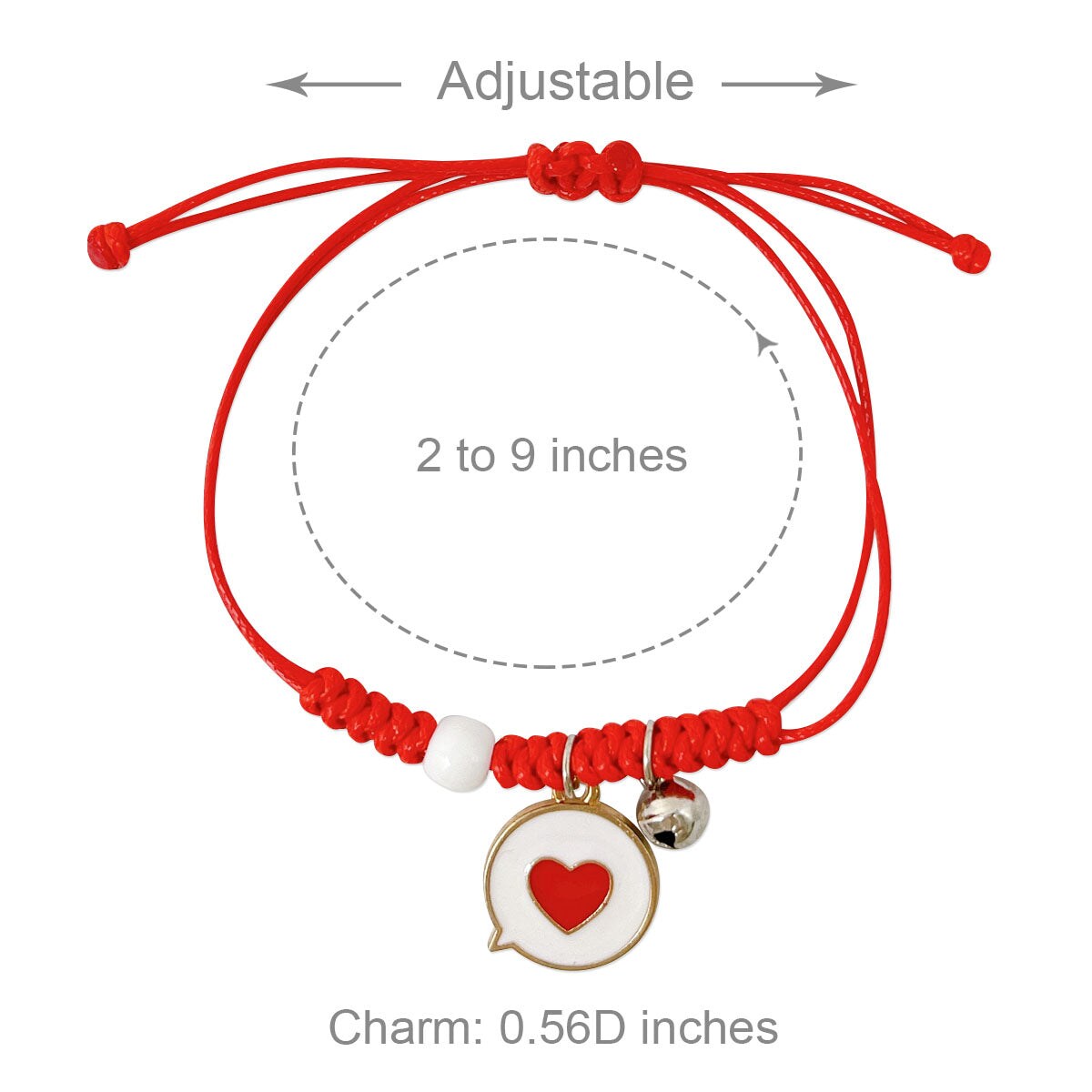 Wrapables Friendship Beaded Enamel Charm Bracelet, Heart