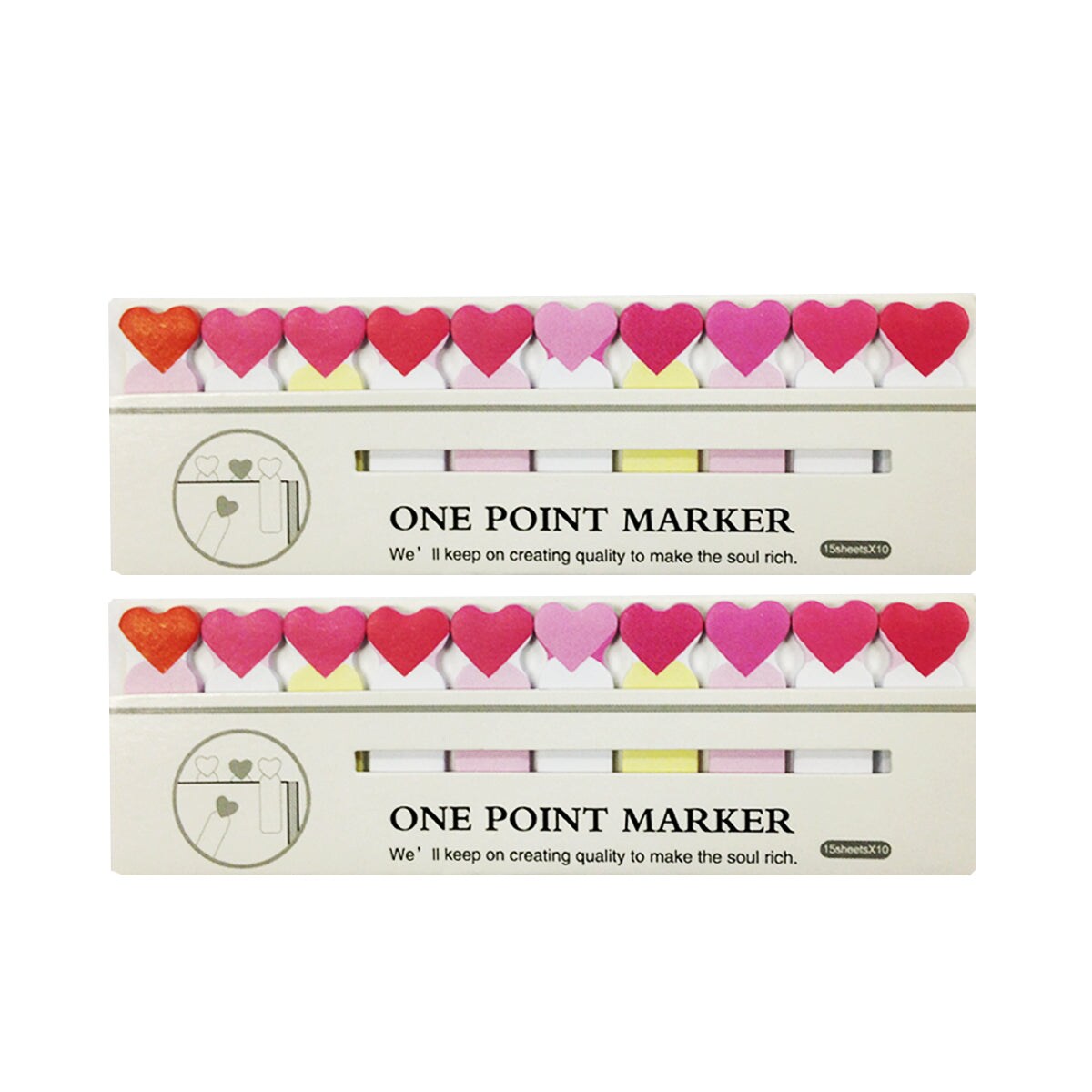 Wrapables Bookmark Flag Tab Sticky Notes (Set of 2), Hearts