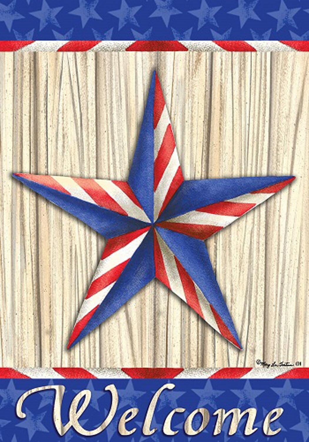 Patriotic Star Banner 2 Sided House Flag Welcome