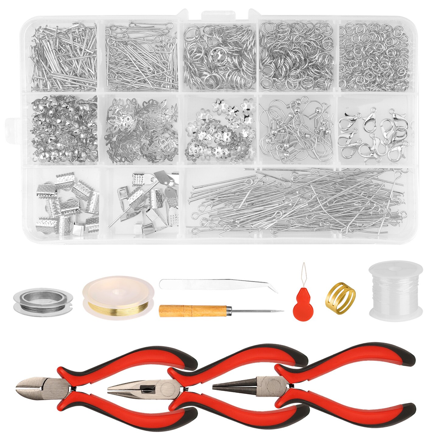 Silver Jewelry Making Kit with Tools 1010 PCS