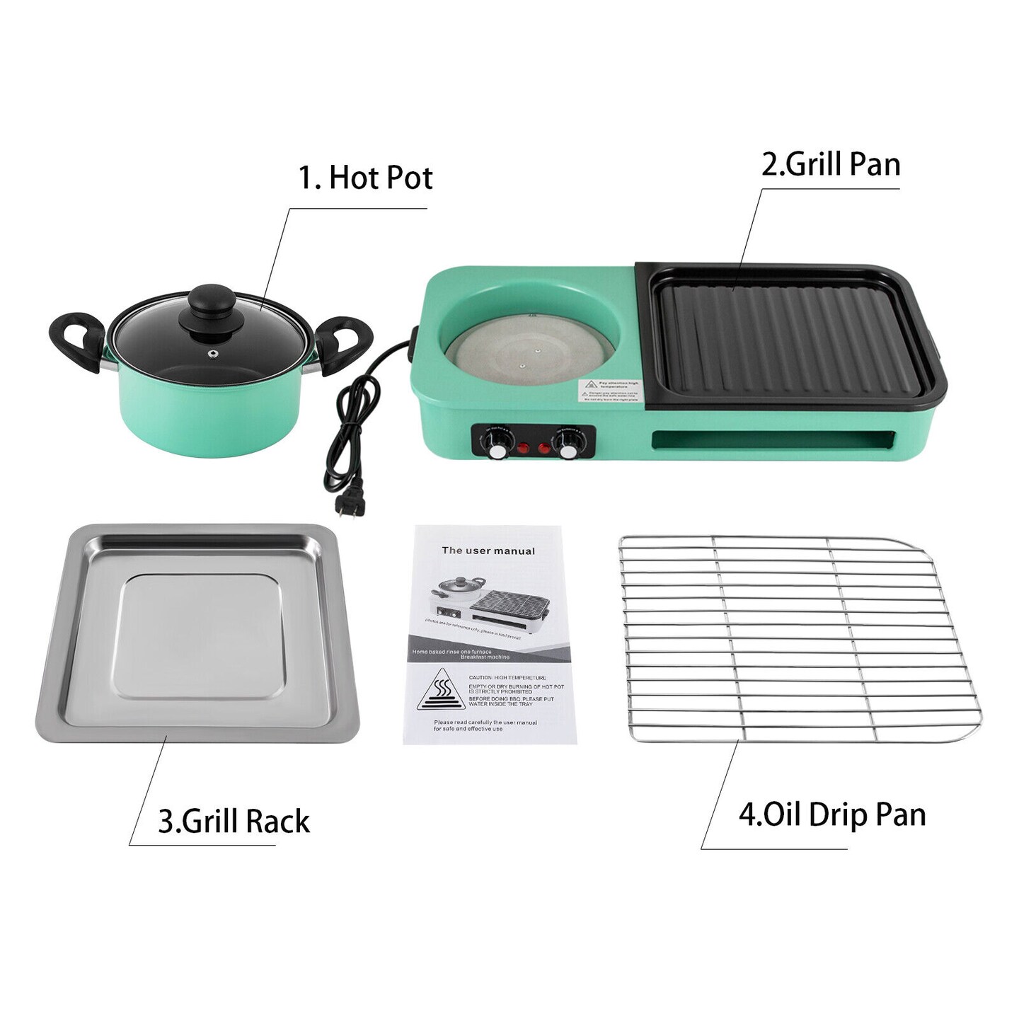 Kitcheniva 3 in 1 Electric Smokeless Grill Hot Pot 2200W