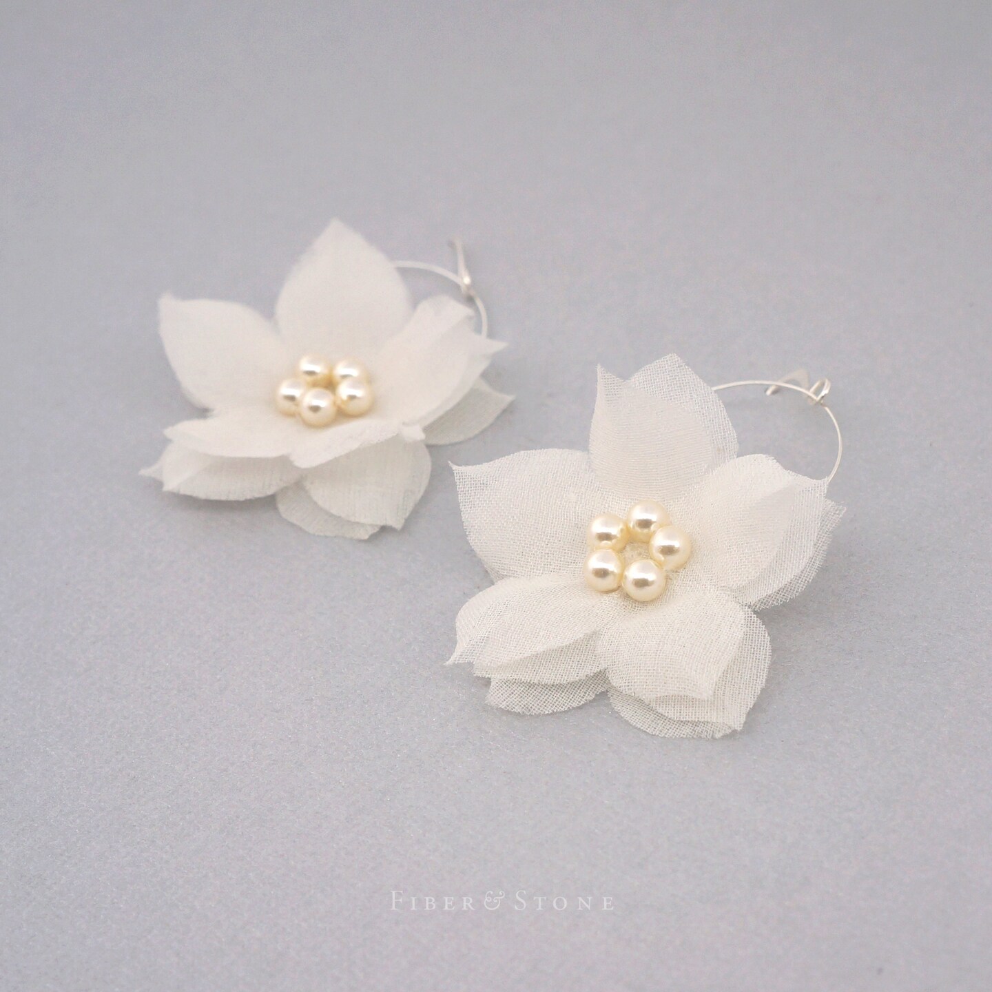 Buy White Floral Shaped Handcrafted Dangler Earrings Online - W for Woman