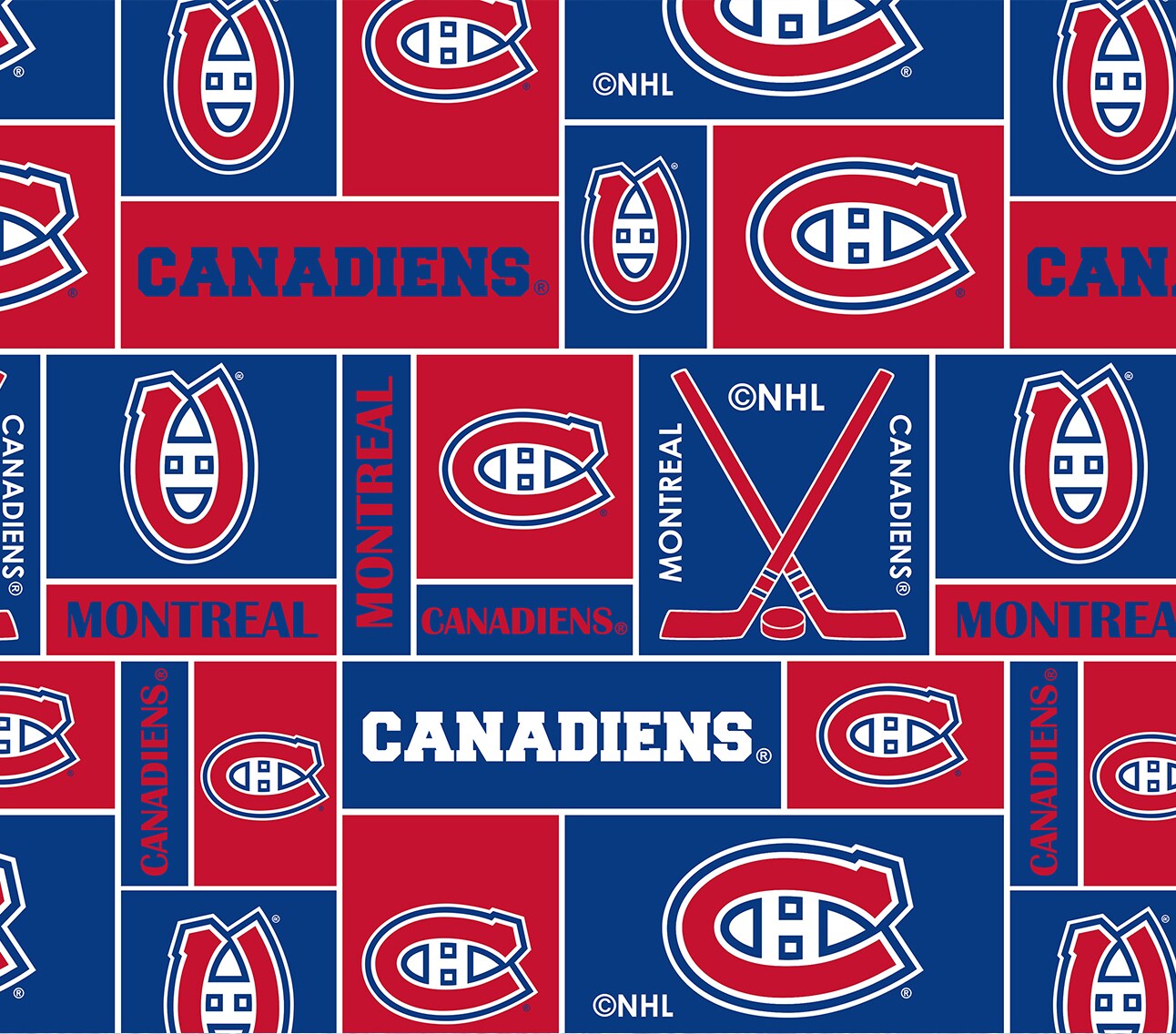Sykel Enterprises NHL Team Fleece Blanket Fabric-Montreal Canadiens Geometric Fleece Fabric