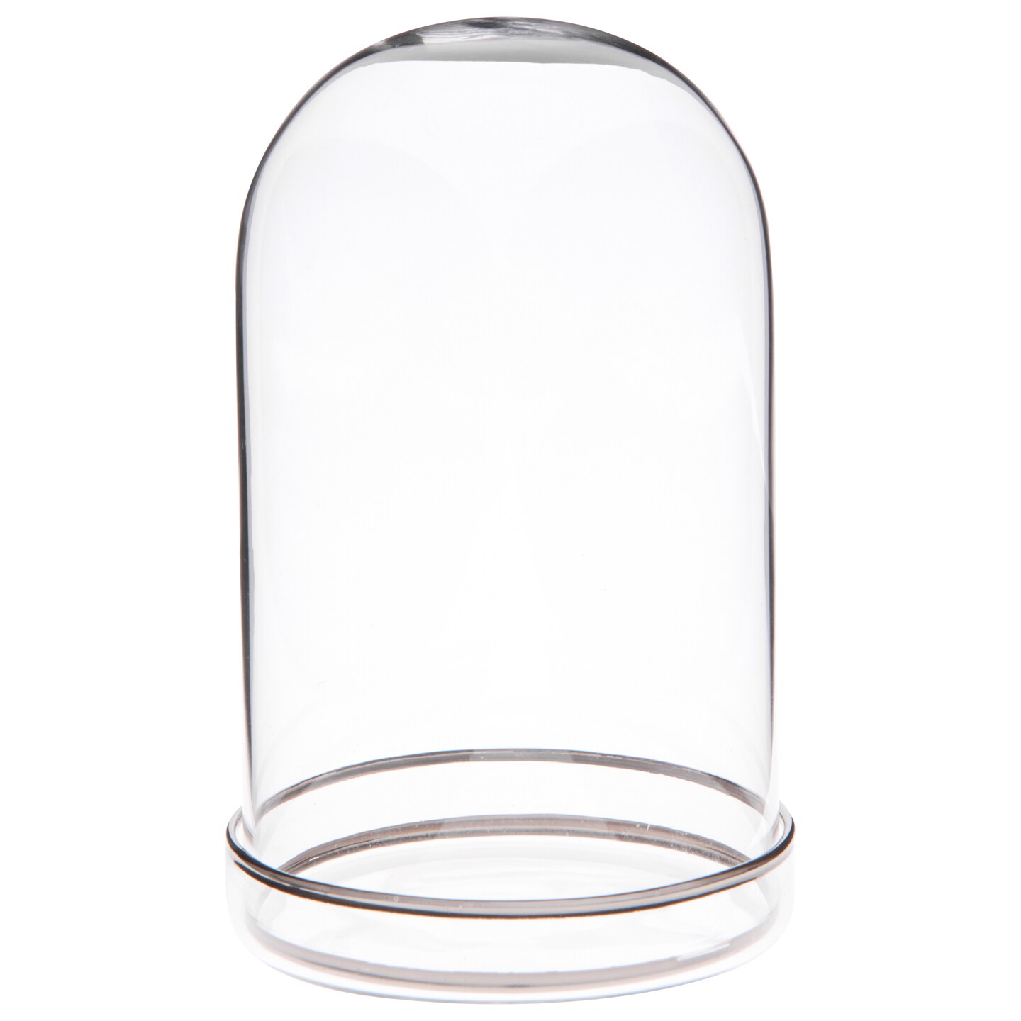Plymor 3&#x22; x 5&#x22; Glass Display Dome Cloche with Silver Rim (Silver Rim Glass Tray Base)