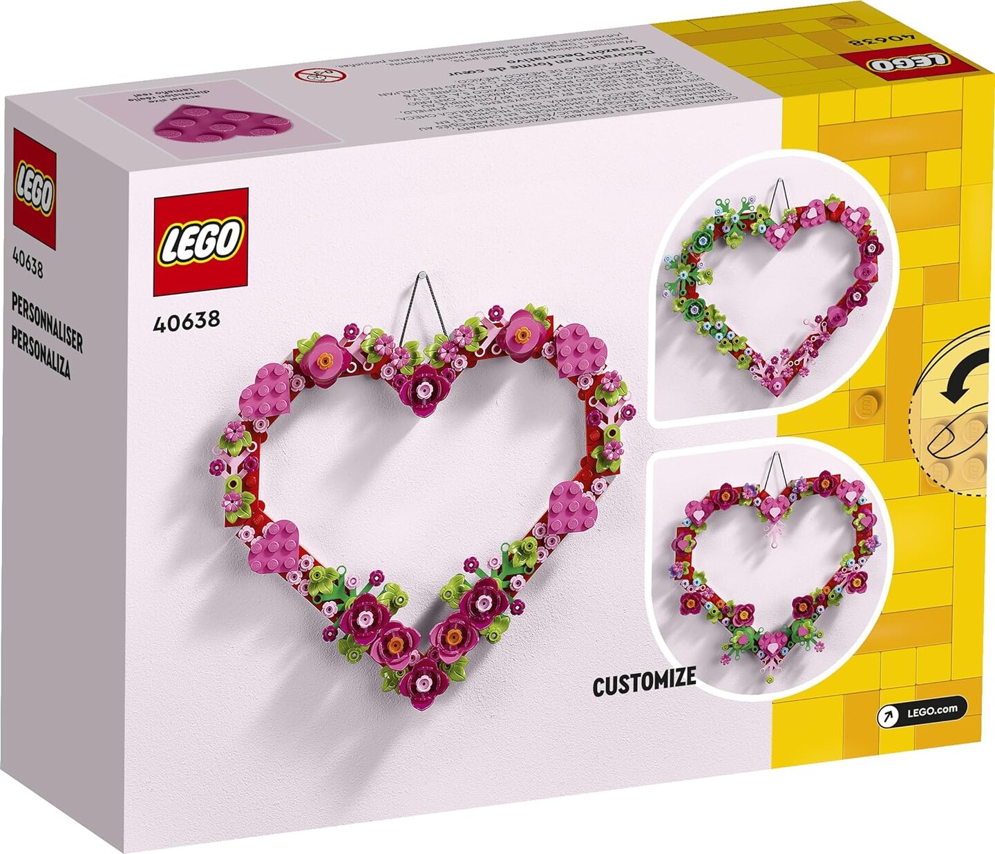LEGO Heart Ornament Building Toy Kit, Heart Shaped Arrangement of Artificial Flowers, Great Gift for Loved Ones, Unique Arts &#x26; Crafts Activity for Kids, Girls and Boys Ages 9 and Up, 40638