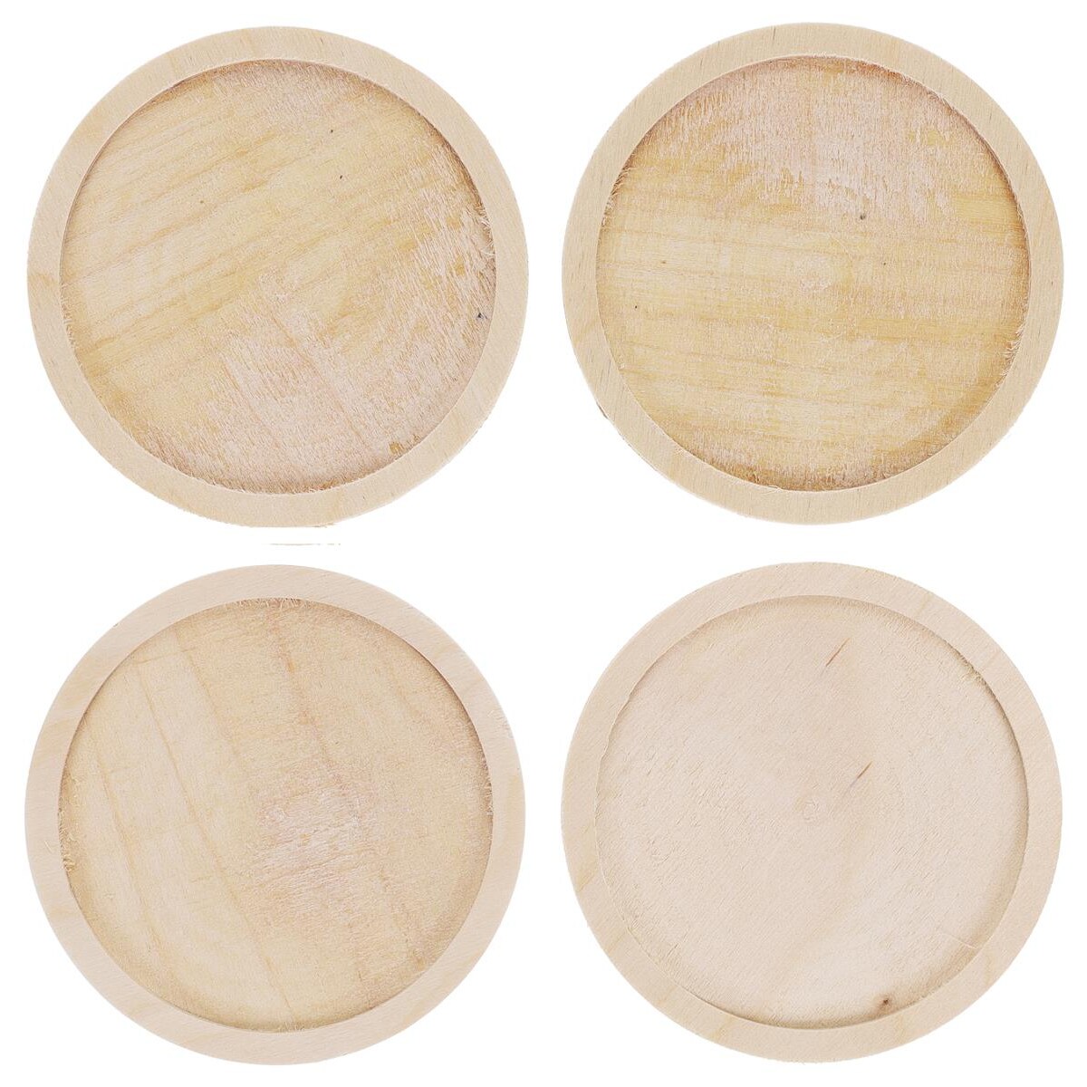 Welled Wood Coaster Circle with Circle 4&#x22;, 4 piece, for wooden coasters, crafts and decorations, welled center for resin design or paint - for decoupage, engraving, wood burning