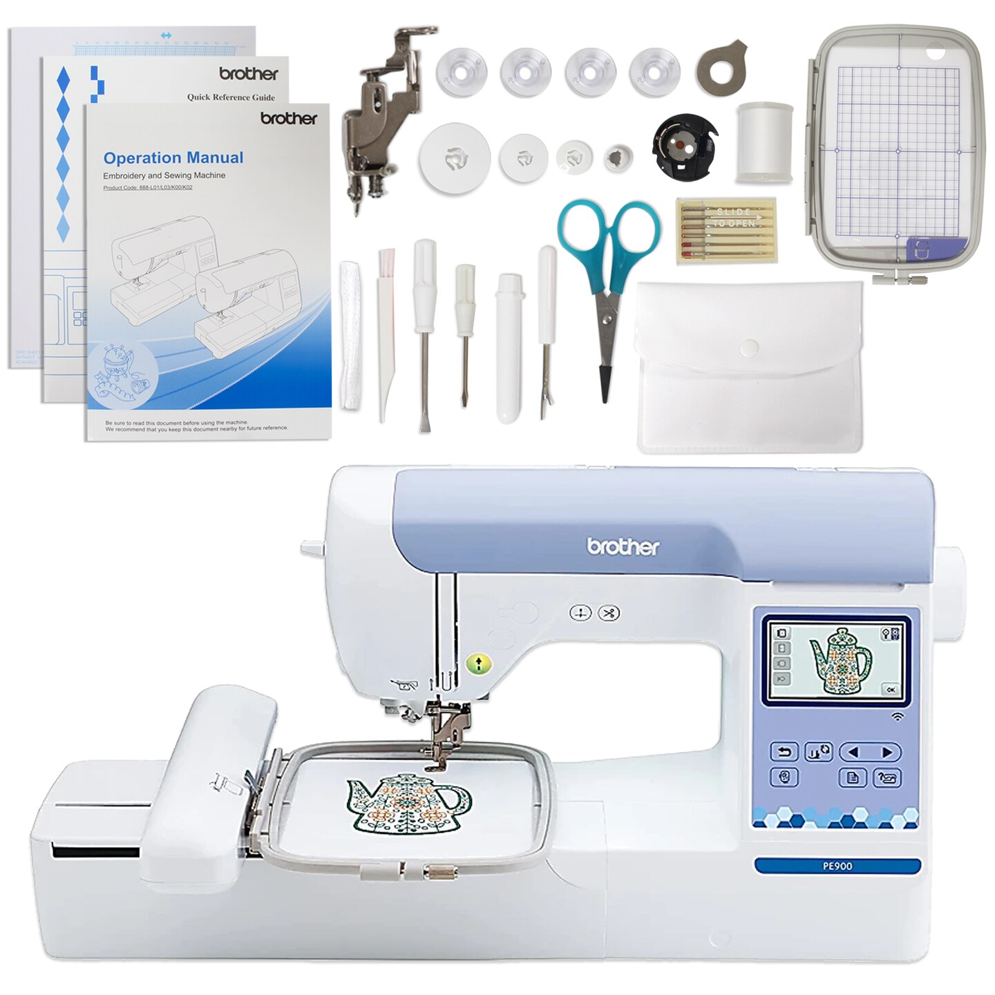 Brother PE900 5&#x22; x 7&#x22; Embroidery Machine with 5&#x22; x 7&#x22; Hoop &#x26; Accessories