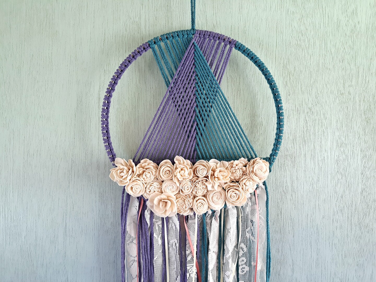 Wall Decor, Boho Ribbon And Lace Hoop Wall Decor Hanging