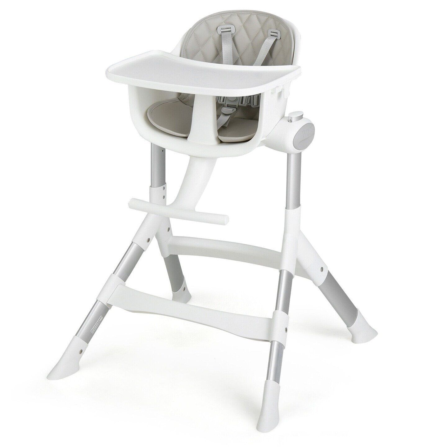 4-in-1 Convertible Baby High Chair with Aluminum Frame-Grey