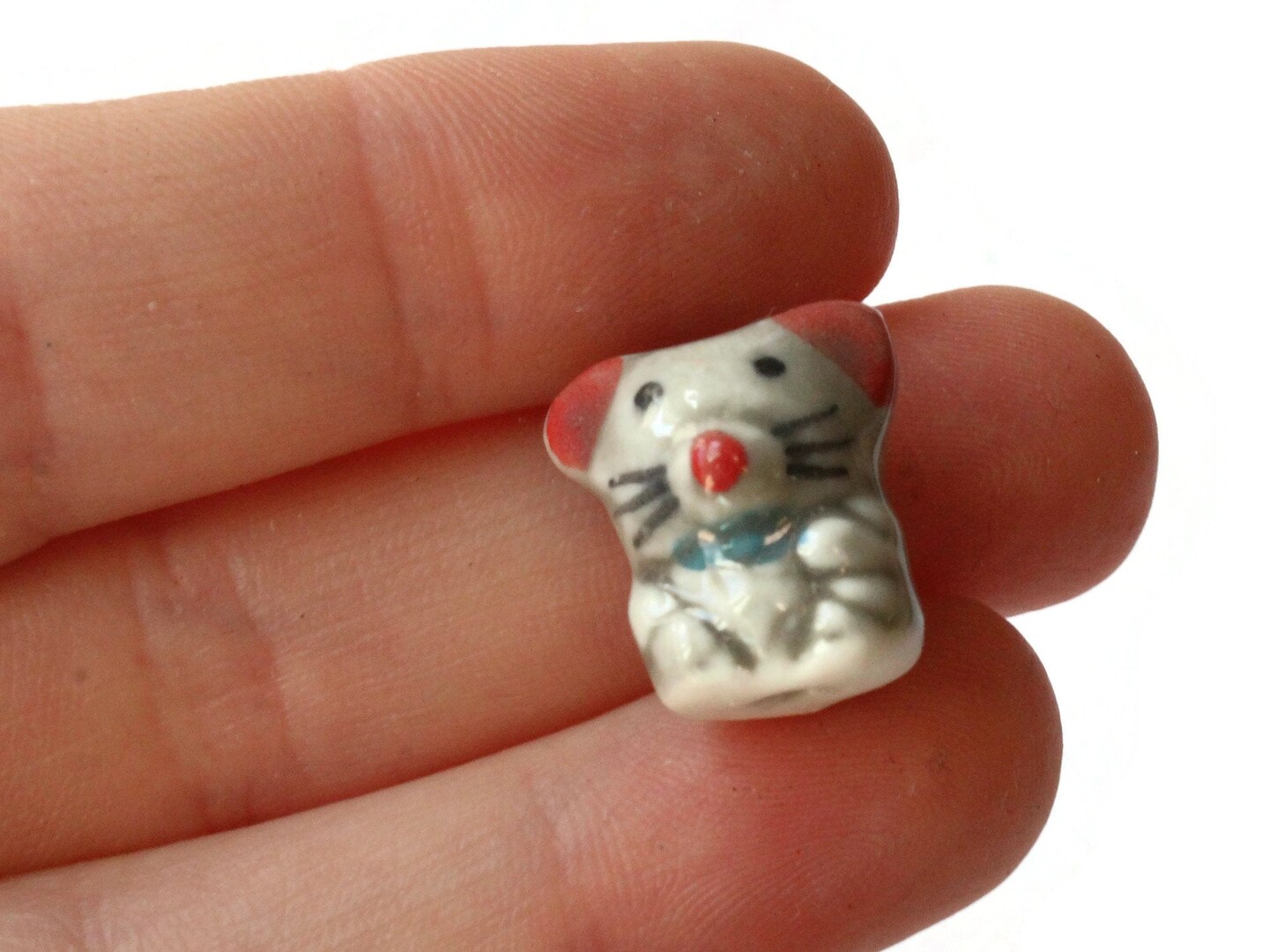 Gray and Pink Porcelain Mouse Beads