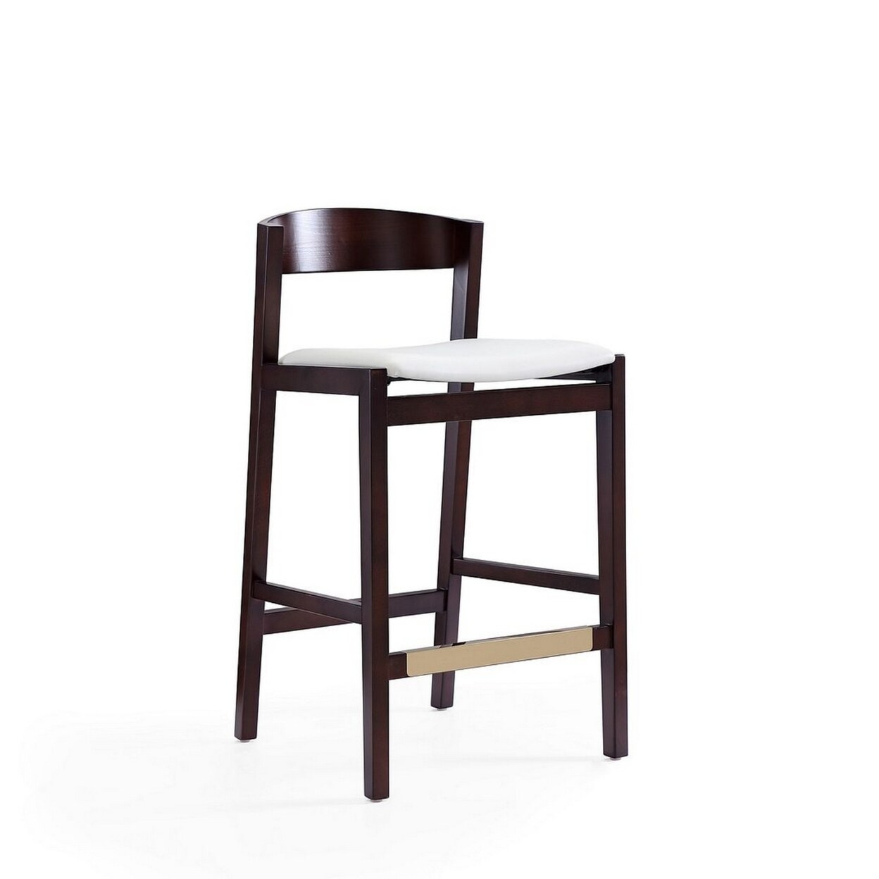 Manhattan Comfort Klismos 36.75 in. Ivory and Dark Walnut Beech Wood Counter Height Bar Stool