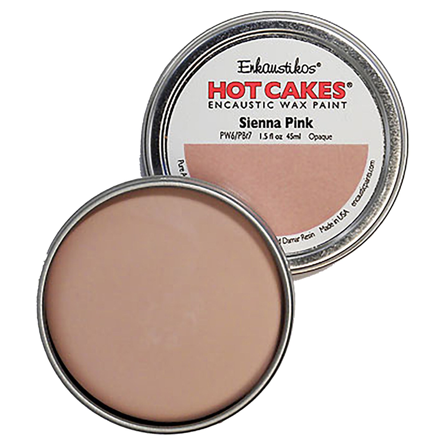 Enkaustikos Hot Cake Encaustic Wax Paint, 1.5 Oz. Tin, Sienna Pink