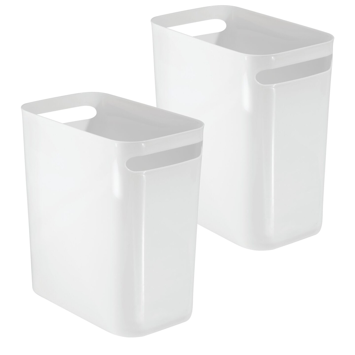 mDesign Slim Plastic Trash Can Garbage Wastebasket, 12" High - 2 Pack