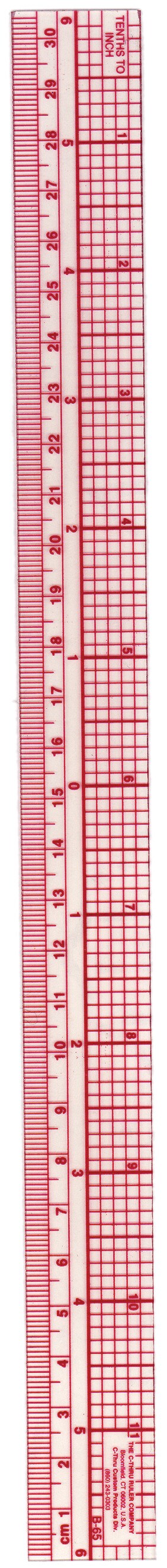 C-Thru Graph Beveled Edge Ruler, Metric, 1&#x22; x 12&#x22;