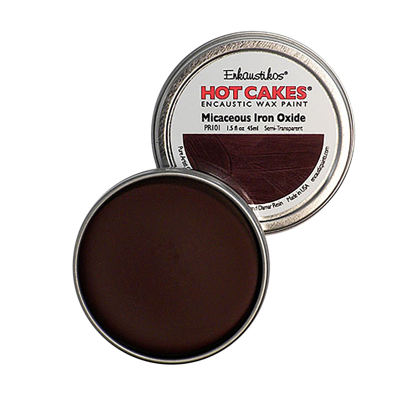 Enkaustikos Hot Cake Encaustic Wax Paint, 1.5 oz. Tin, Micaceous Iron Oxide