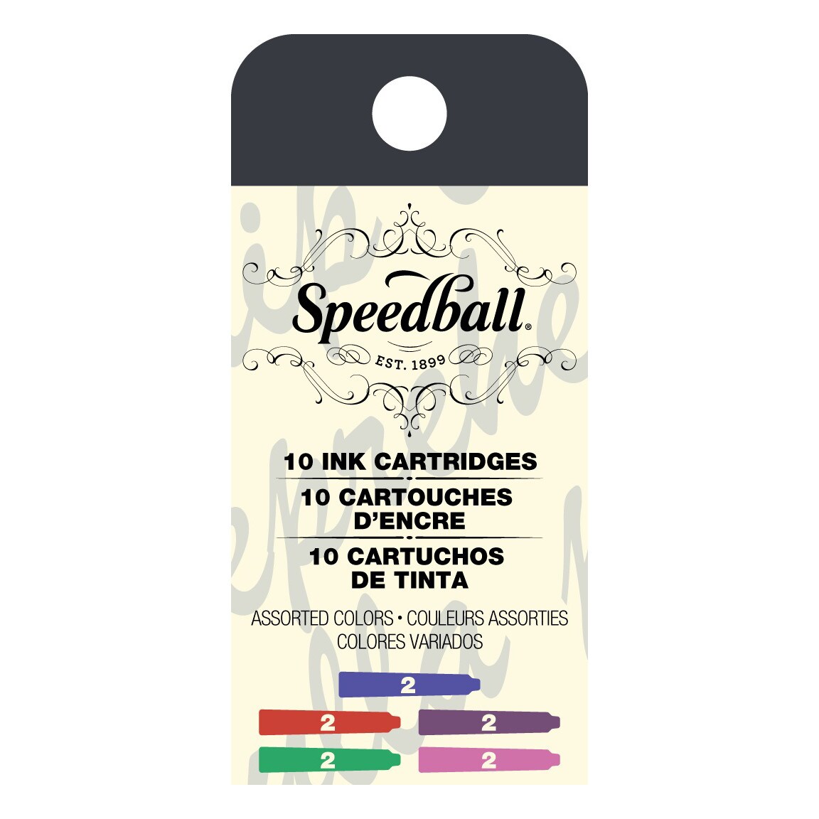 Speedball Calligraphy Fountain Pen Ink Cartridges, Assorted Colors, 10/Pkg.