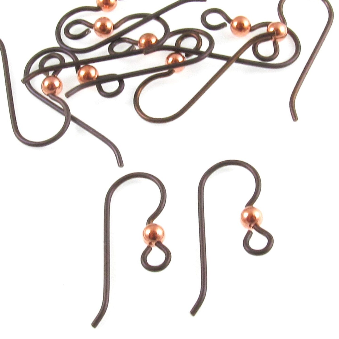 Niobium Copper Ear Wires + 3mm Bright Copper Bead, TierraCast, 10/Pkg