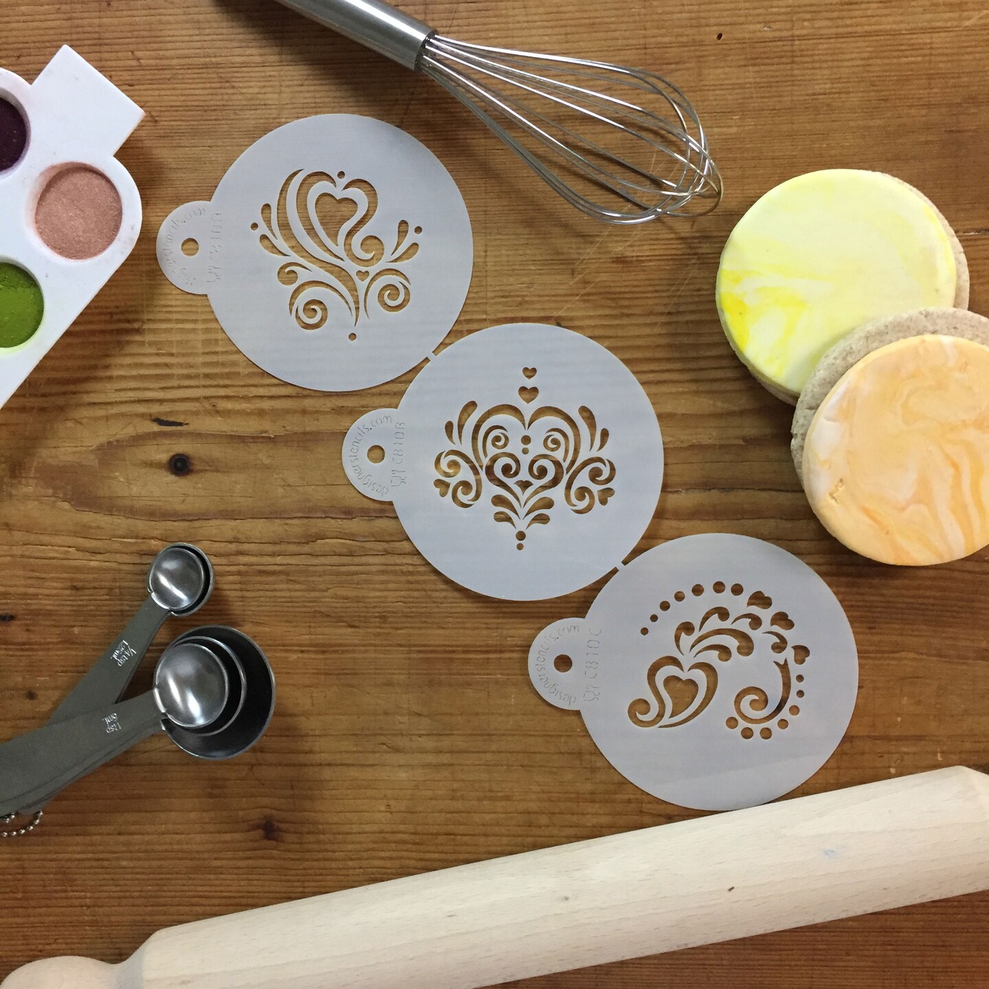 Amore Cookie Stencil Set | C810 by Designer Stencils | Cookie Decorating Tools | Baking Stencils for Royal Icing, Airbrush, Dusting Powder | Reusable Plastic Food Grade Stencil for Cookies | Easy to Use &#x26; Clean Cookie Stencil