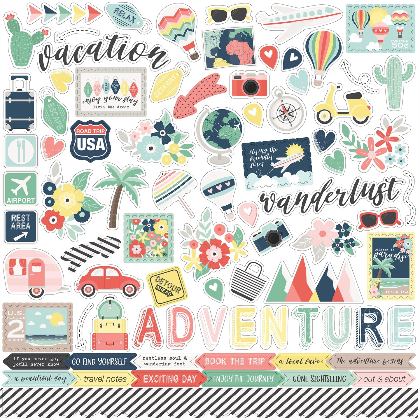 Away We Go Cardstock Stickers 12&#x22;X12&#x22;-Elements