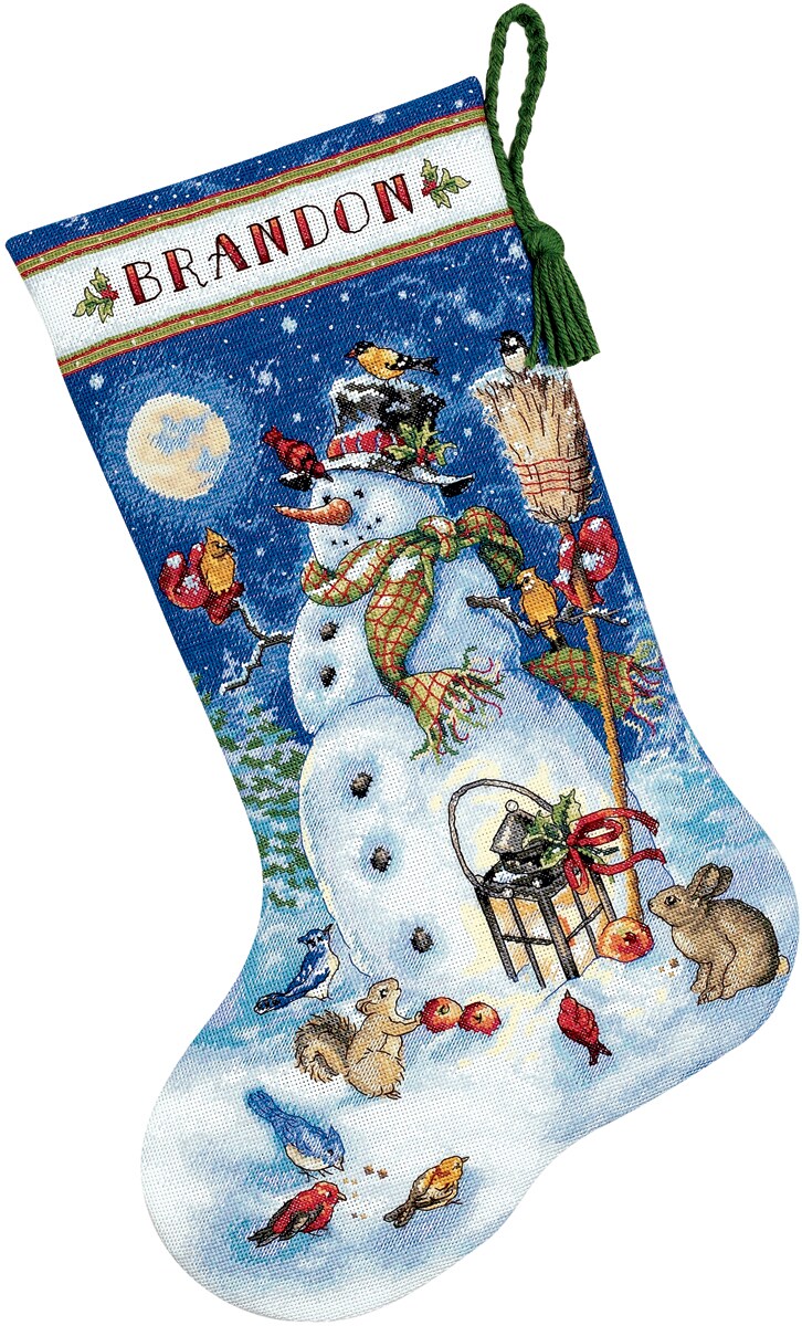 Dimensions Gold Collection Counted Cross Stitch Kit 16&#x22; Long-Snowman &#x26; Friends Stocking