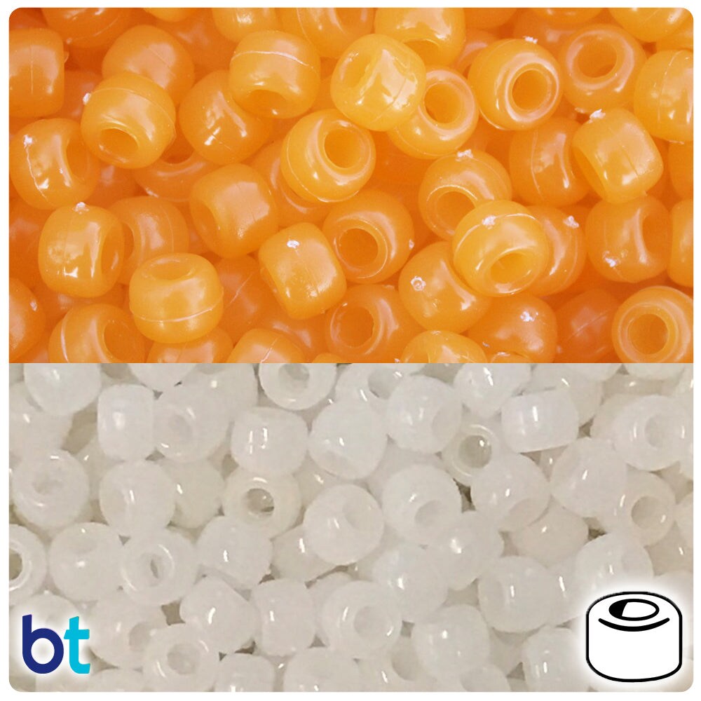 BeadTin Orange Sunshine 9mm Barrel Plastic Pony Beads (200pcs)