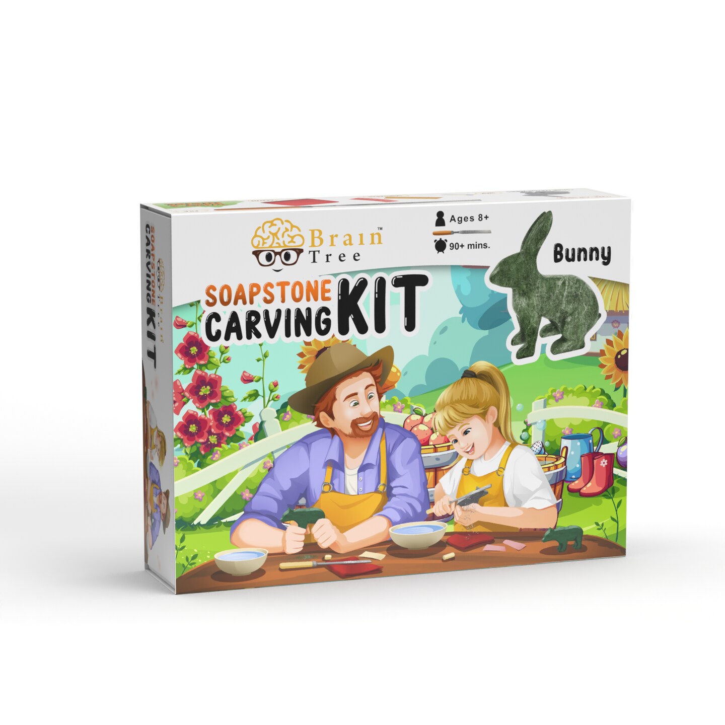 Brain Tree Bunny Soapstone Carving Kit Safe and Fun DIY Craft for