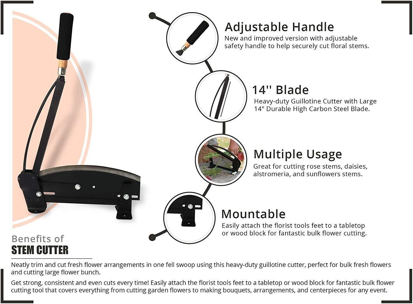 Fresh Flower Stem Cutter w/14 inch Blade and Safety Latch –  ArtificialFlowers