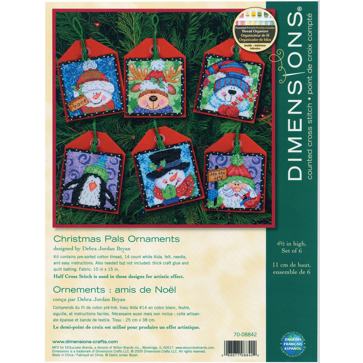 Dimensions Counted Cross Stitch Ornament Kit Set of 6-Christmas Pals Ornaments