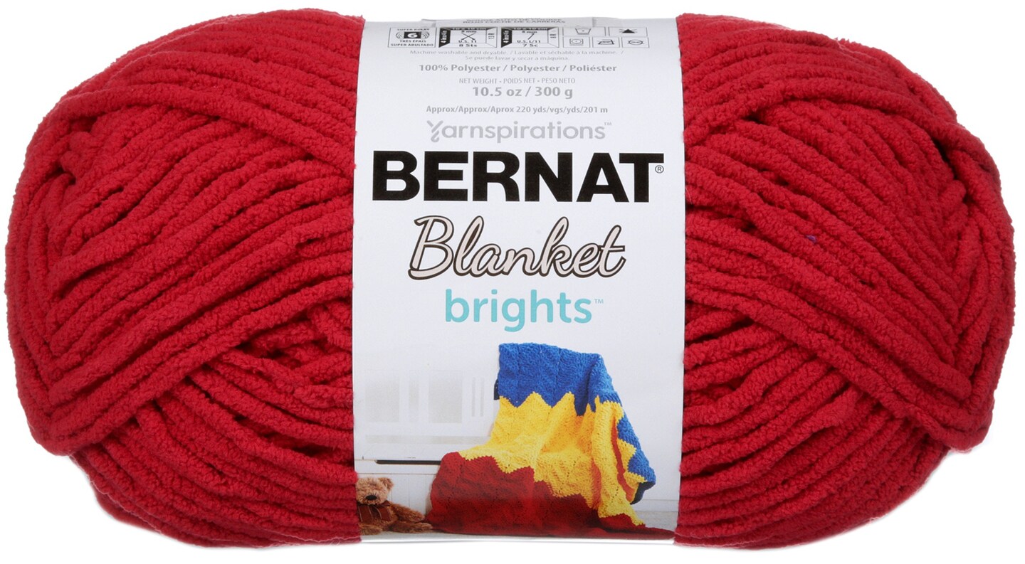 Bernat Blanket Brights Big Ball Yarn, Red, 220 yards