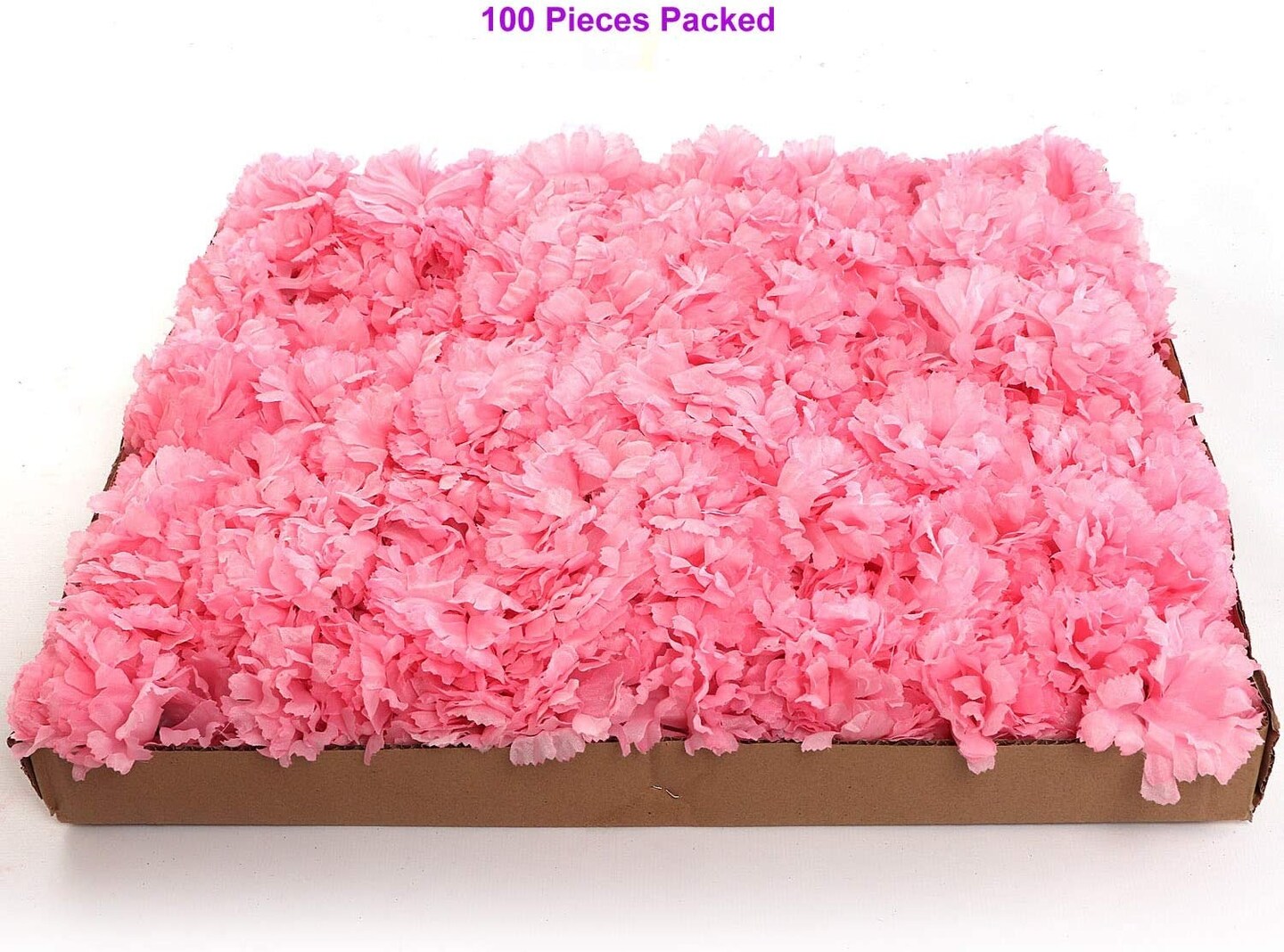 White Pink Carnation Flowers, 100-Pack, Artificial Carnation Picks, Silk Fake Carnations, Bulk, for DIY Wedding, Bouquets, Party, &#x26; Event, Home Decor