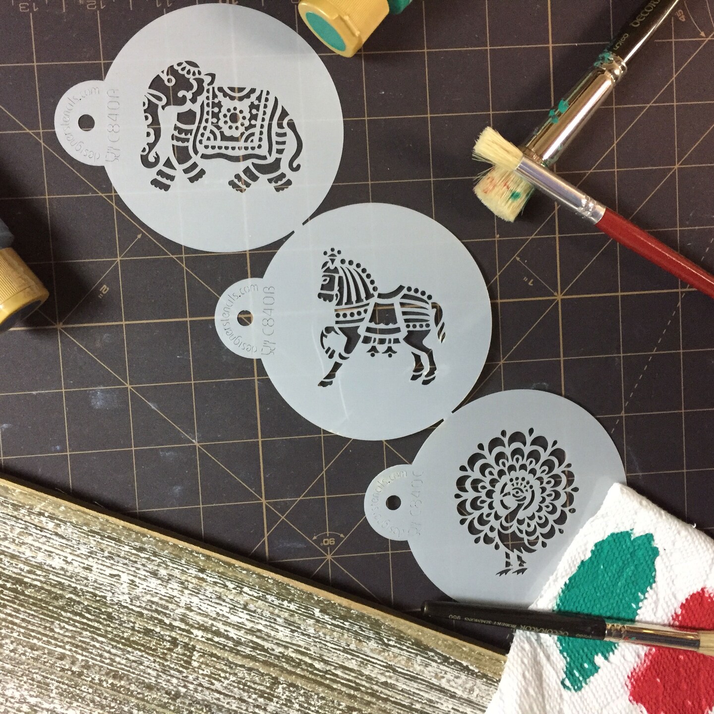 Indian Animals Cookie Stencil Set | C840 by Designer Stencils | Cookie Decorating Tools | Baking Stencils for Royal Icing, Airbrush, Dusting Powder | Reusable Plastic Food Grade Stencil for Cookies | Easy to Use &#x26; Clean Cookie Stencil