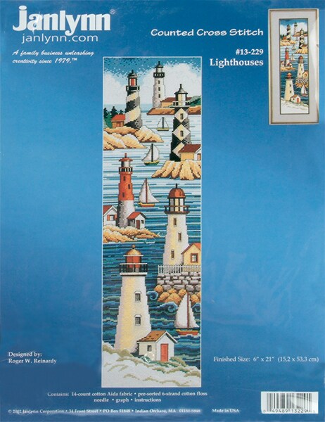 Janlynn Counted Cross Stitch Kit 6&#x22;X21&#x22;-Lighthouses