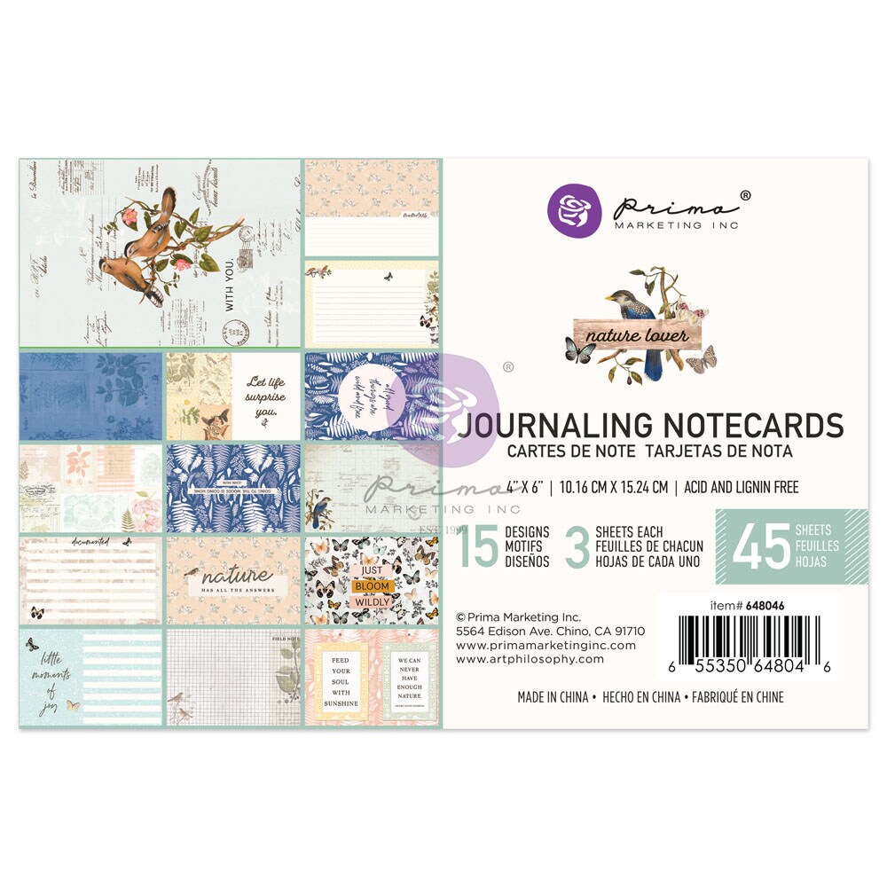 Prima Marketing Inc Nature Lover Collection 4x6 Journaling Cards - 45 Sheets 655350648046