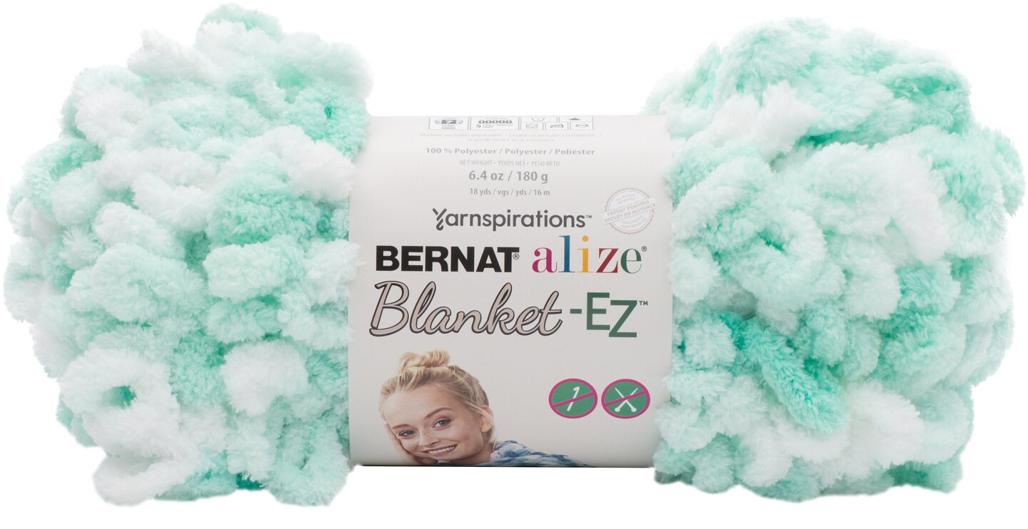 Bernat Alize Blanket Ez Yarn White Mint Michaels