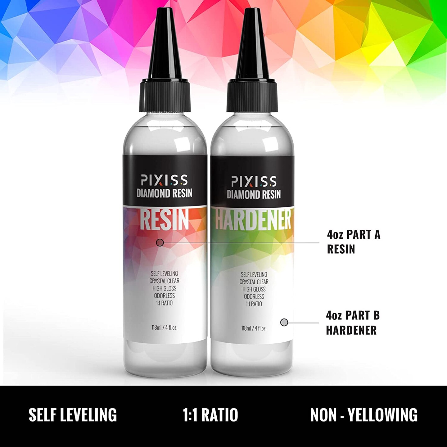 Pixiss Epoxy Resin Easy Mix 1:1 8-Ounce Kit Crystal Clear Casting Resin