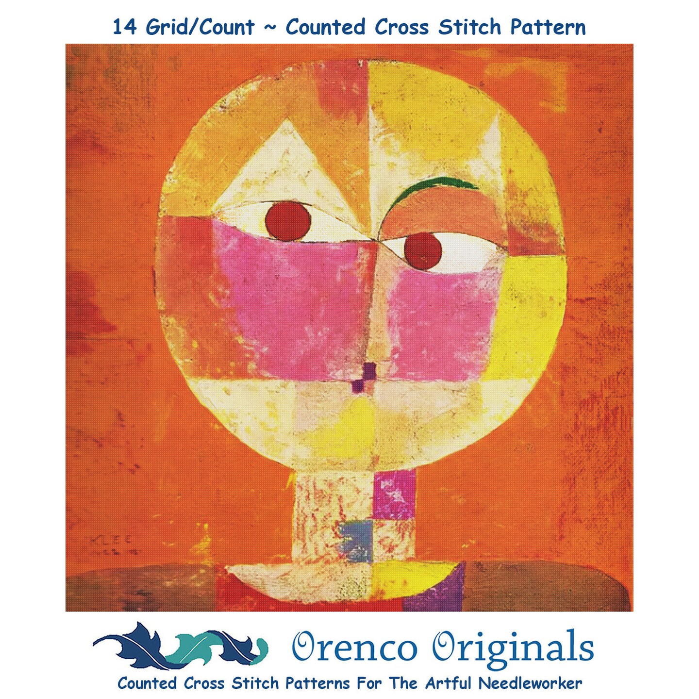 Senecio Detail-Square by Expressionist Artist Paul Klee Counted Cross Stitch Pattern