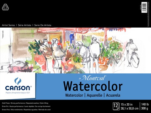 MONTVAL TAPE BOUND WATERCOLOR 140LB COLD PRESS 12SHT 15X20