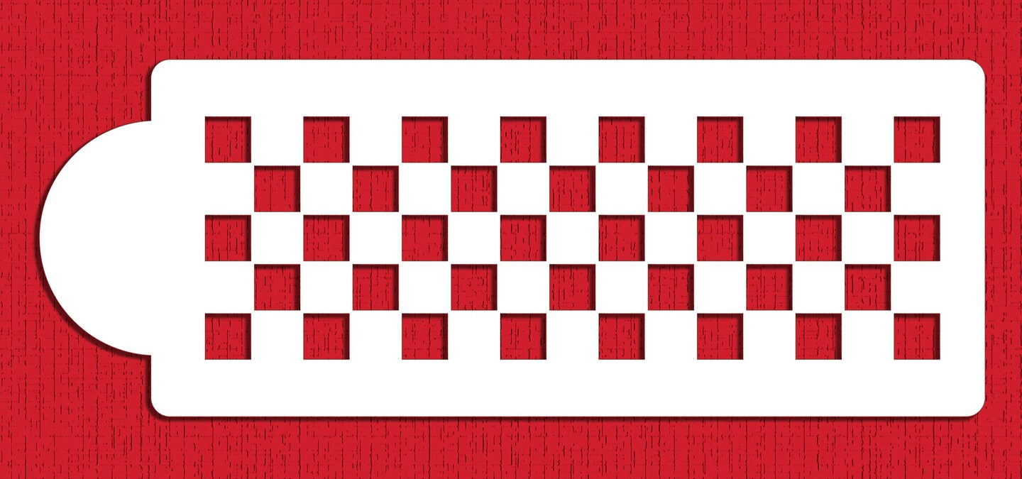 Checkerboard Cake Stencil Side | C721 by Designer Stencils | Stencils for Royal Icing, Airbrush, Dusting Powder |