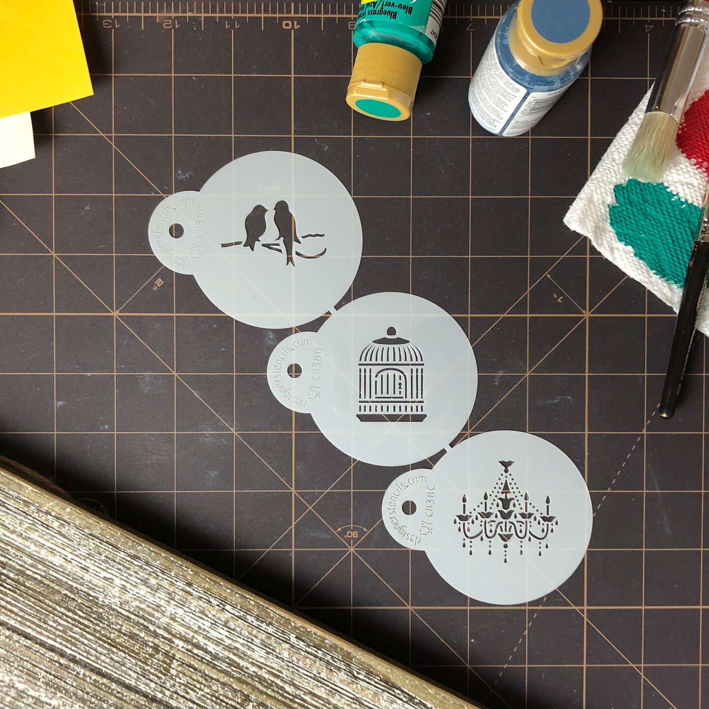Mini Love Birds &#x26; Chandelier Cookie Stencil Set | C838 by Designer Stencils | Cookie Decorating Tools |