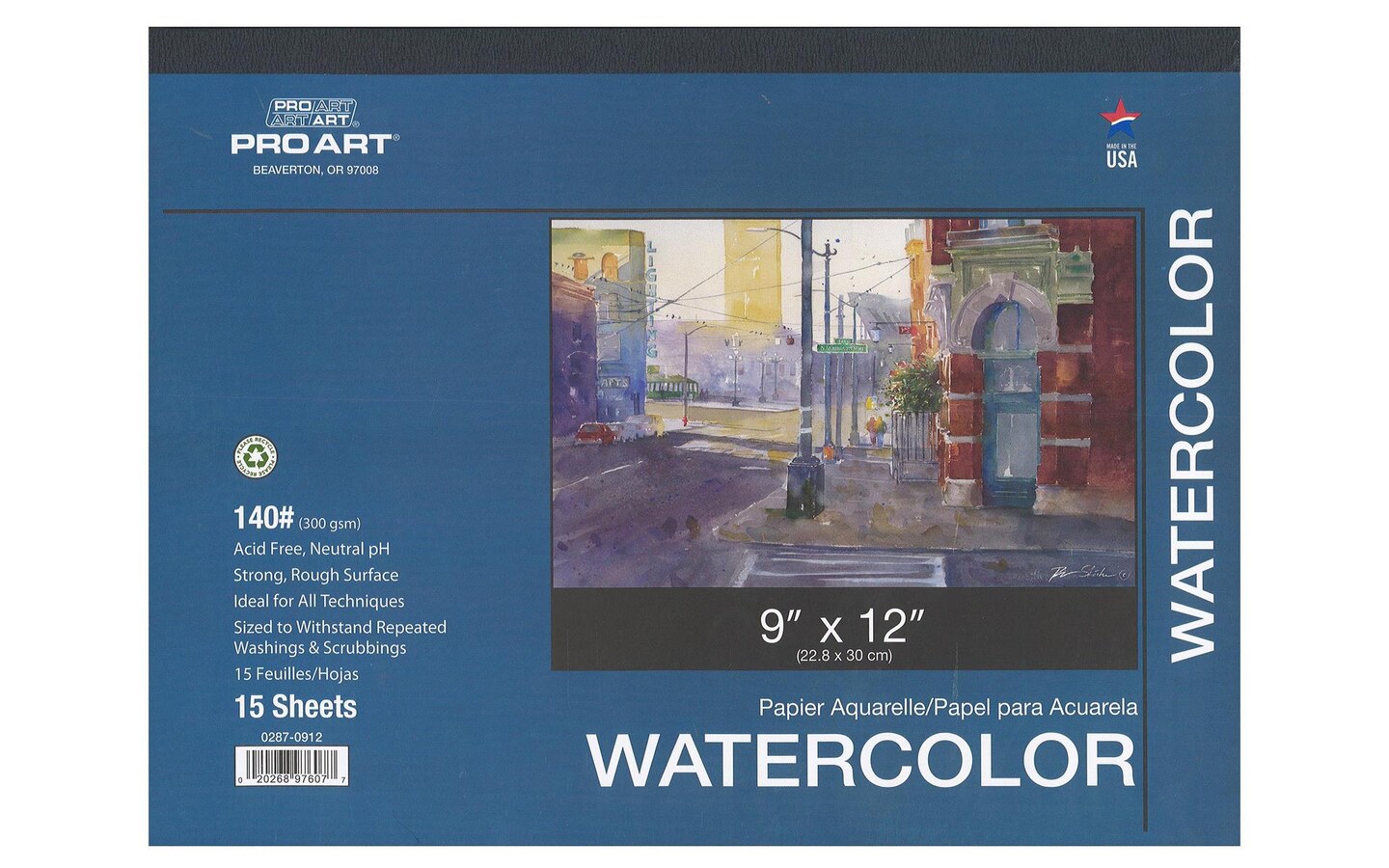 Pro Art Watercolor Pad 9x12 AF 140lb 15pc Taped, Model: PA-341206 ...