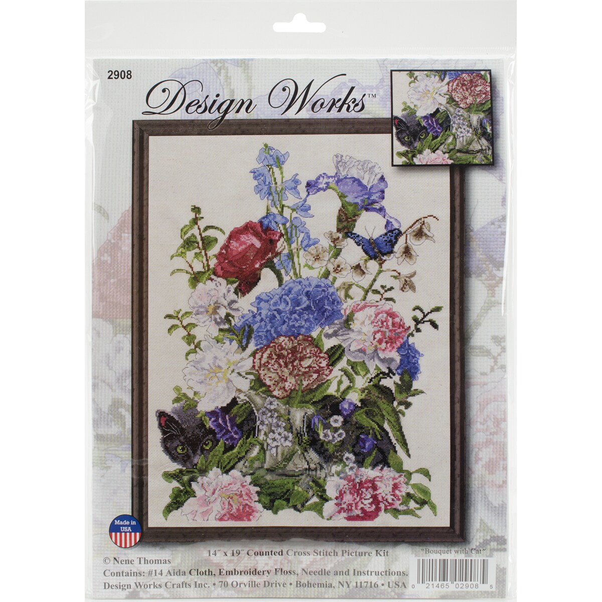 Design Works Counted Cross Stitch Kit 14&#x22;X19&#x22;-Bouquet W/Cat