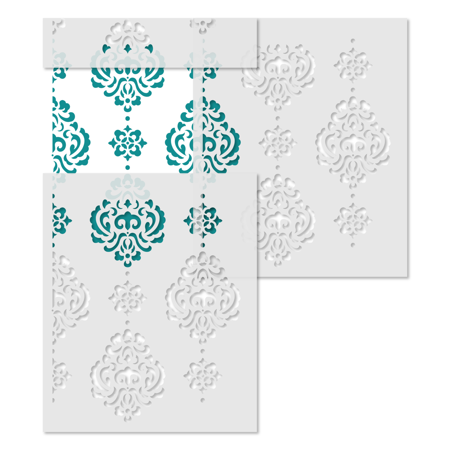 Large Rosie Damask All Over Wall Stencil | 3725 by Designer Stencils | Pattern Stencils | Reusable Stencils for Painting | Safe & Reusable Template for Wall Decor | Try This Stencil Instead of a Wallpaper | Easy to Use & Clean Art Stencil Pattern