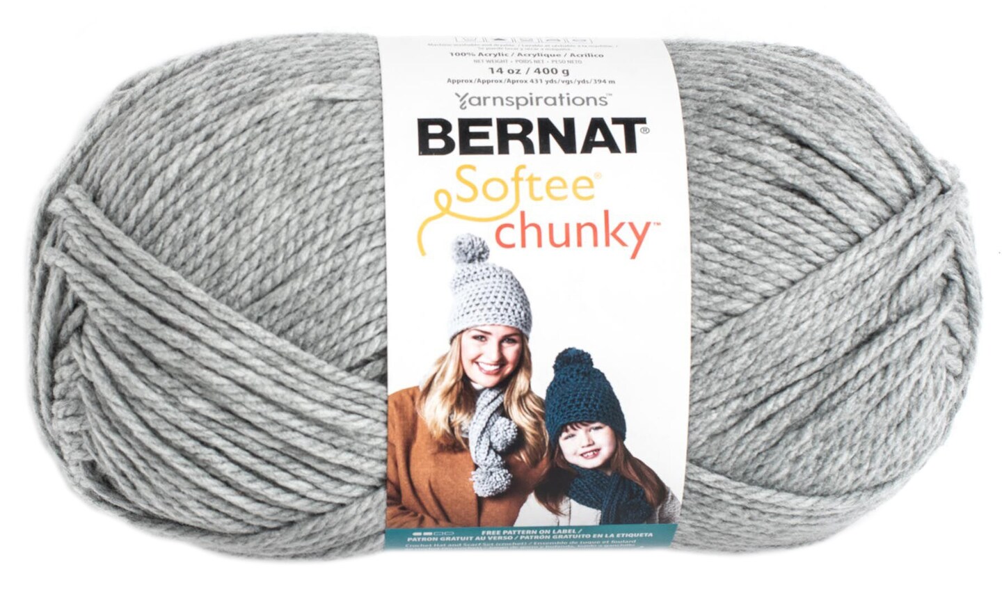 Bernat Softee Chunky Big Ball Yarn - Solids-Grey Heather